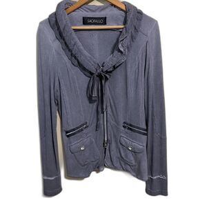 Sao Paulo gray zip up ruffle collar whimsigoth jacket size 6